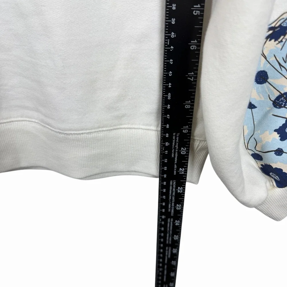 Zara Women's Sz S Graphic Print Sweatshirt Cream Cotton Blend, Girl - Picture 11 of 12